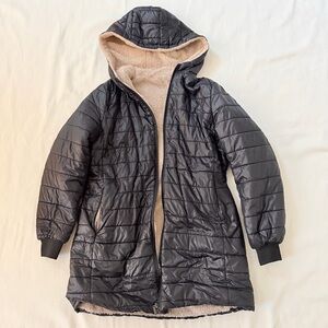 Womens Jacket Fleece Lined Black Lightweight Hoodie Casual XS